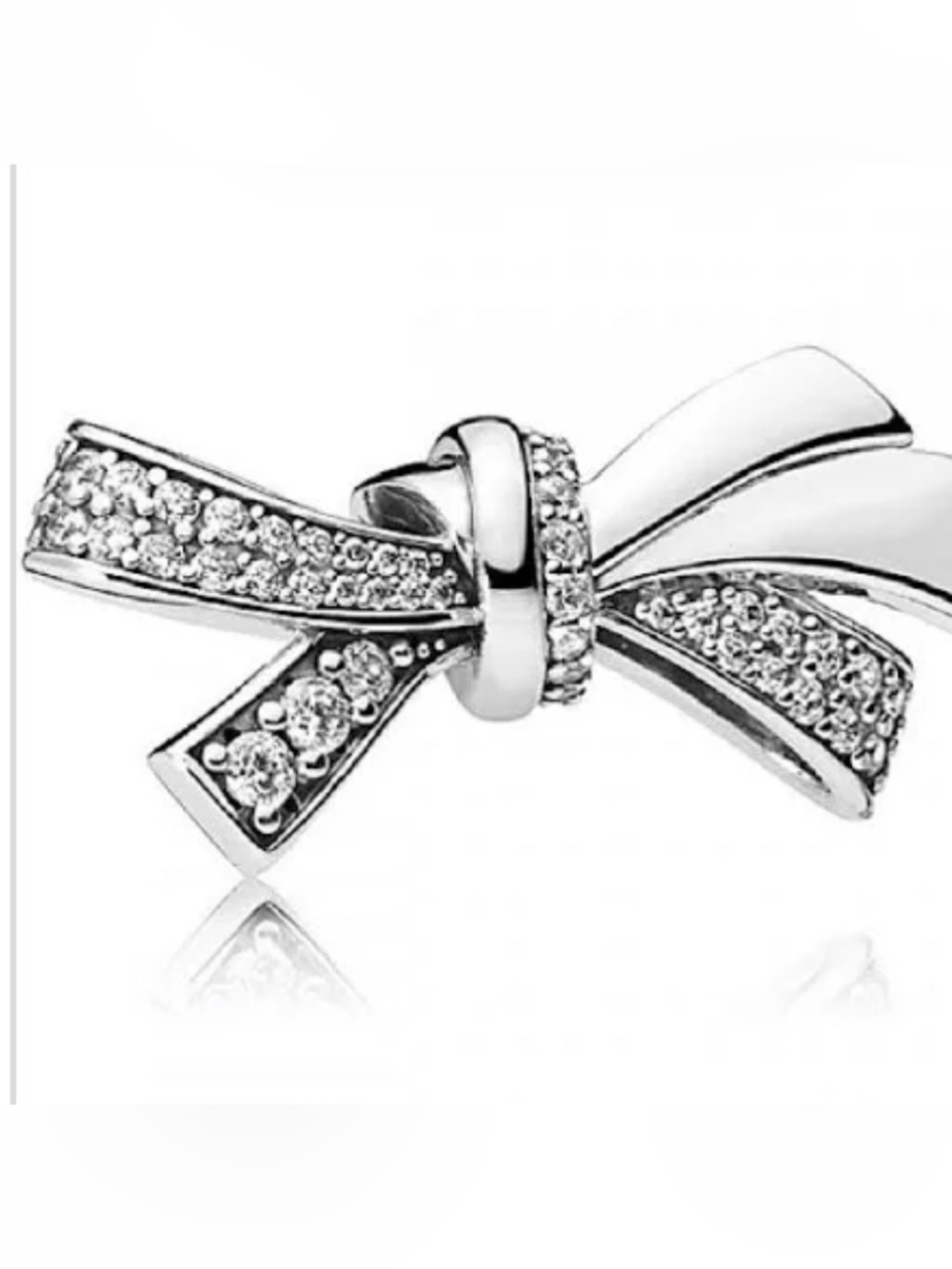 Pandora Silver Bow Pendant with Sparkling Stones